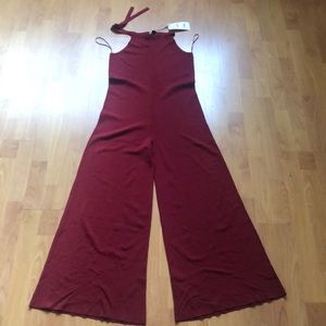 Zara Burgundy Knit Jumpsuit size Medium